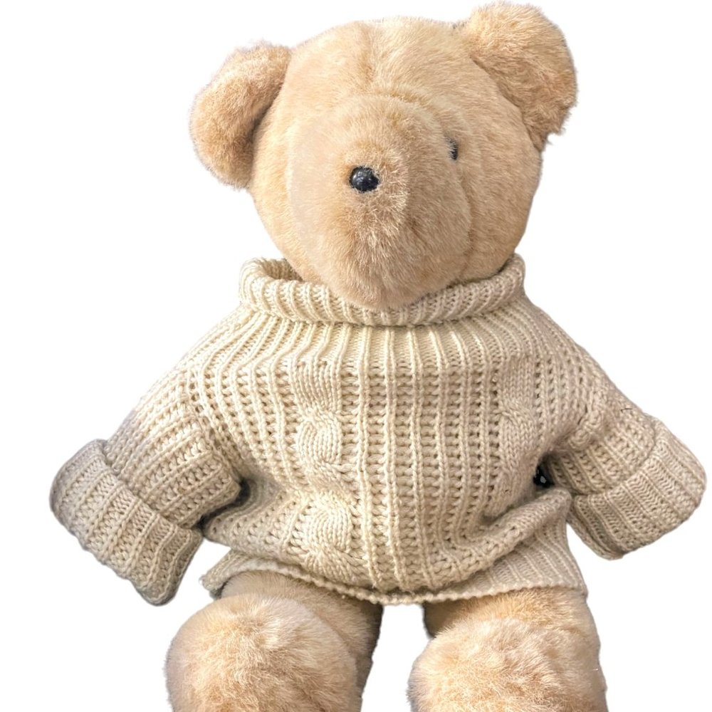 VINTAGE 1979 LARGE Theodore Bearington Teddy Bear w/ Cable-knit Sweater …